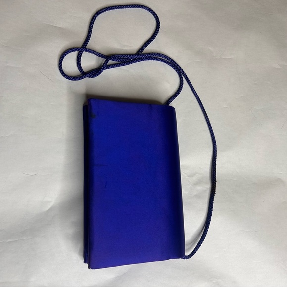 Women’s Satin evening bag Cobalt Blue w/ Corded shoulder strap. Fashionable! - Picture 3 of 7
